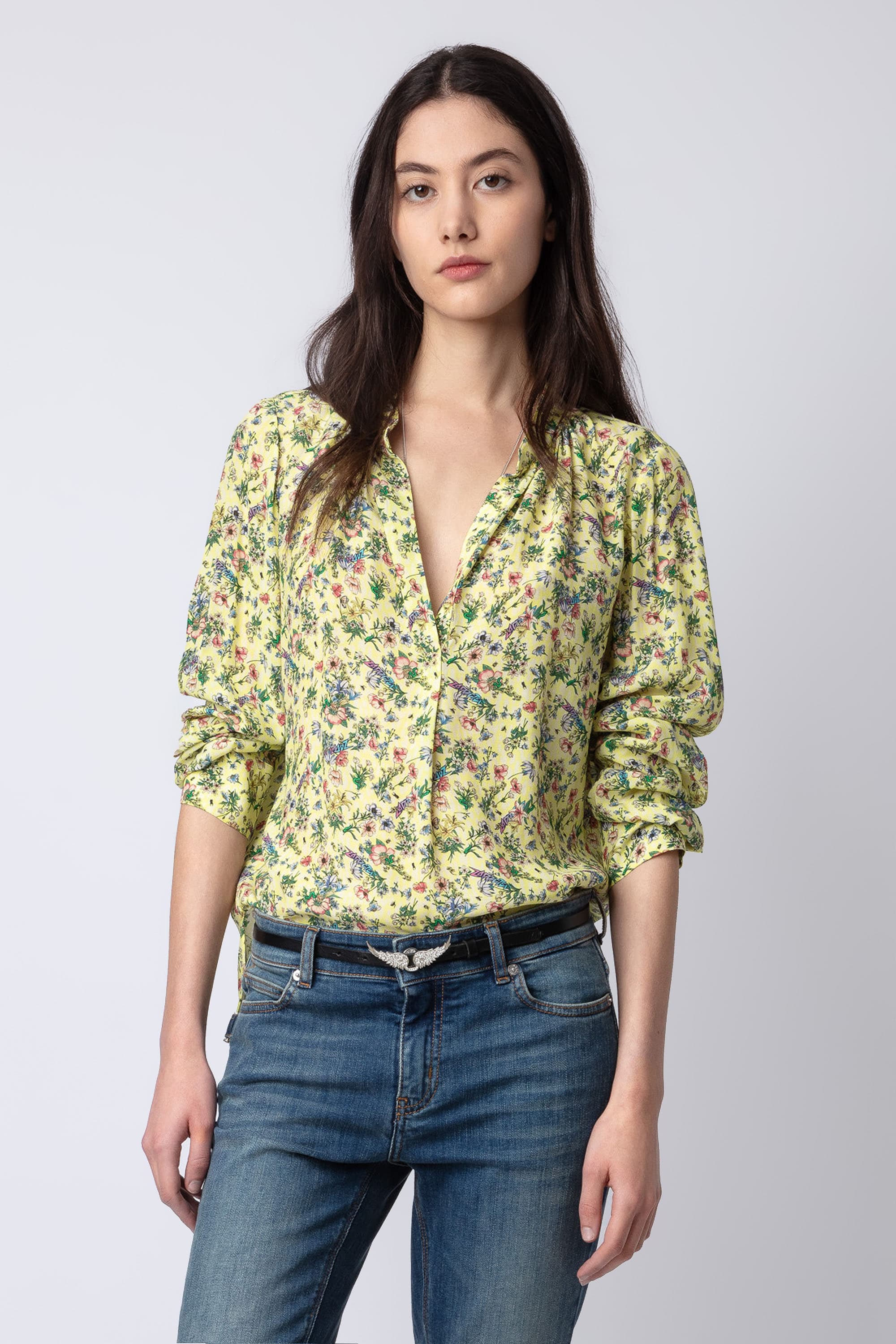 Tchin Satin Flower Blouse