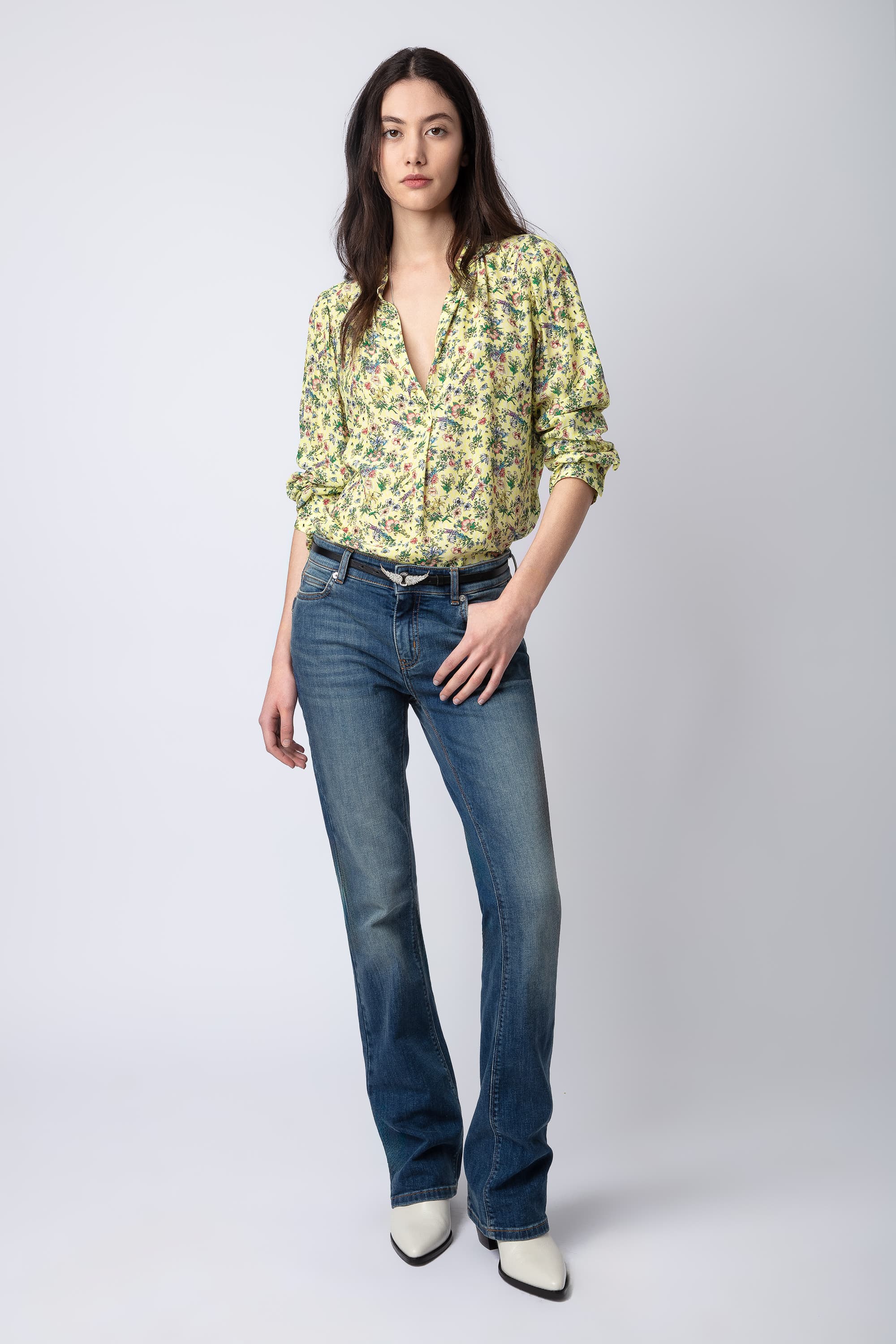 Tchin Satin Flower Blouse