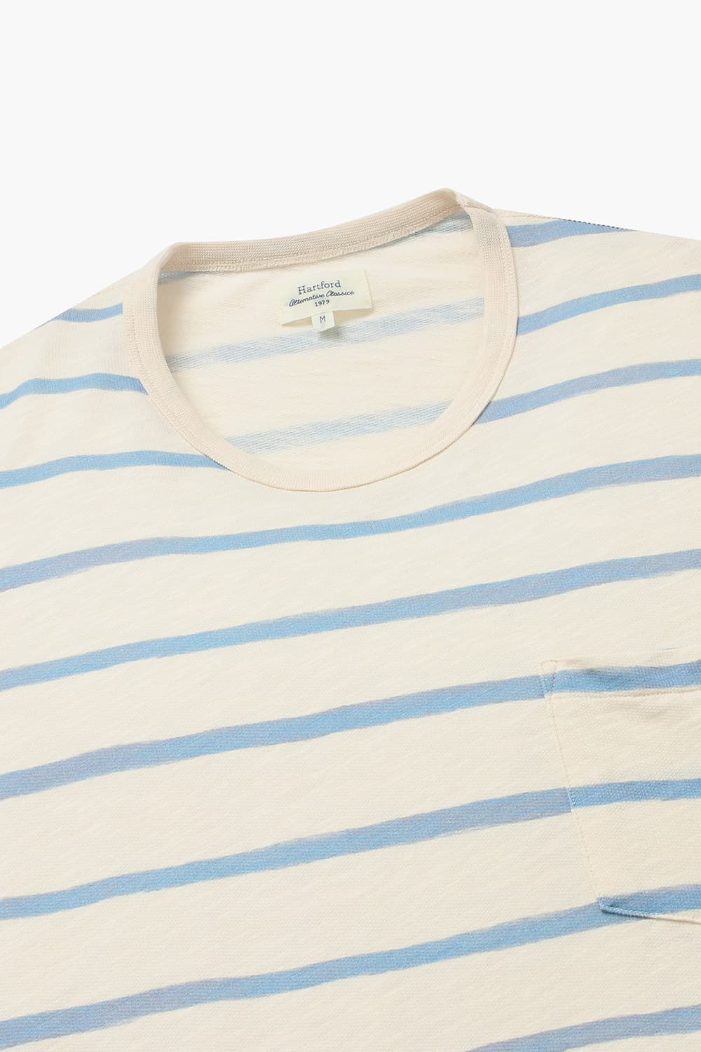 코튼 스트라이프 포켓 크루넥 반소매 티셔츠 BB81306 01