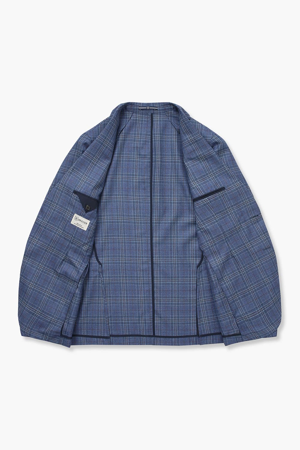 울 실크 체크 SALENTO 믹스 자켓 블루 RE4SMBAJA206R63