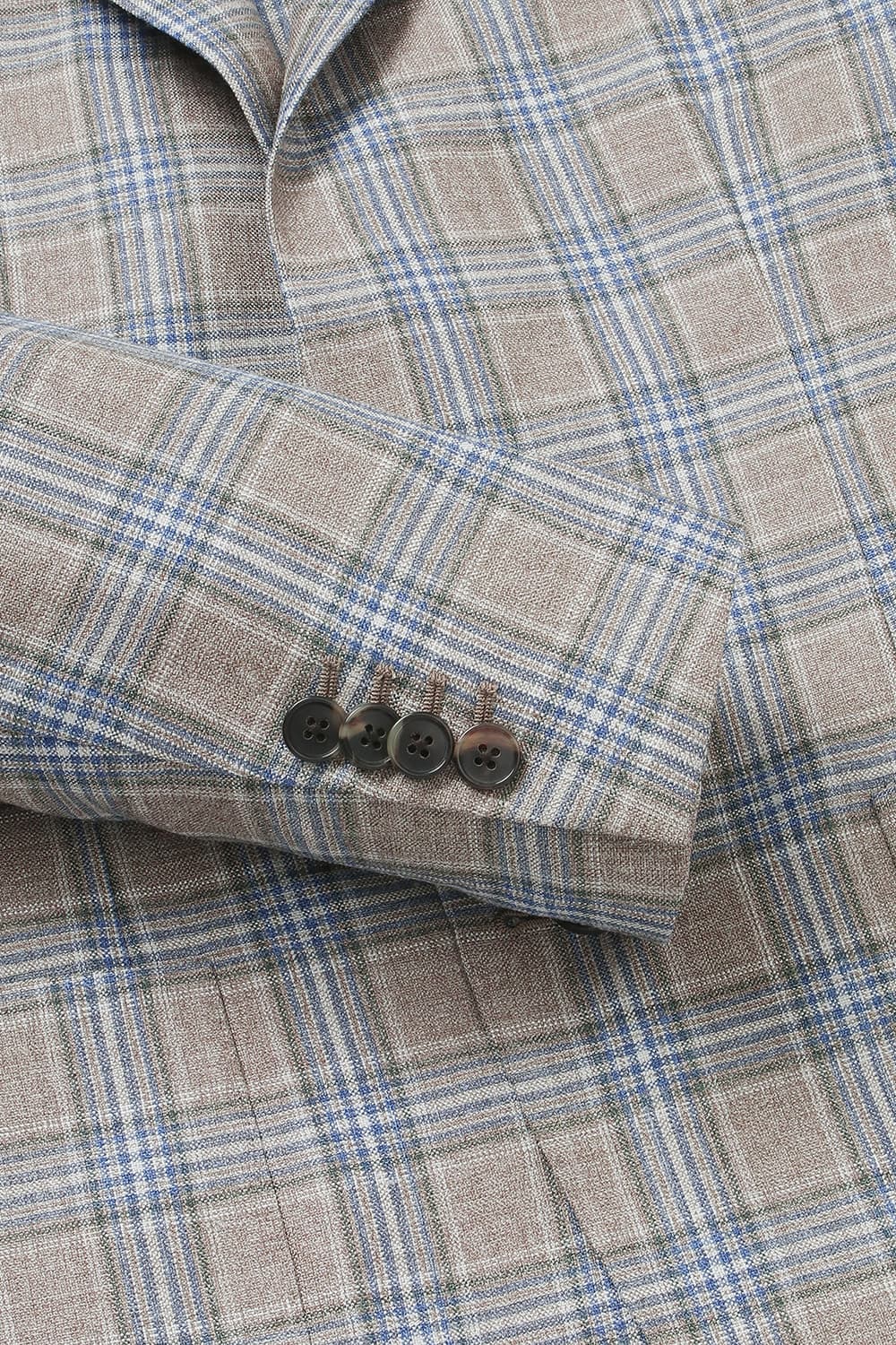 울 실크 체크 SALENTO 믹스 자켓 브라운 RE4SMBAJA205R85