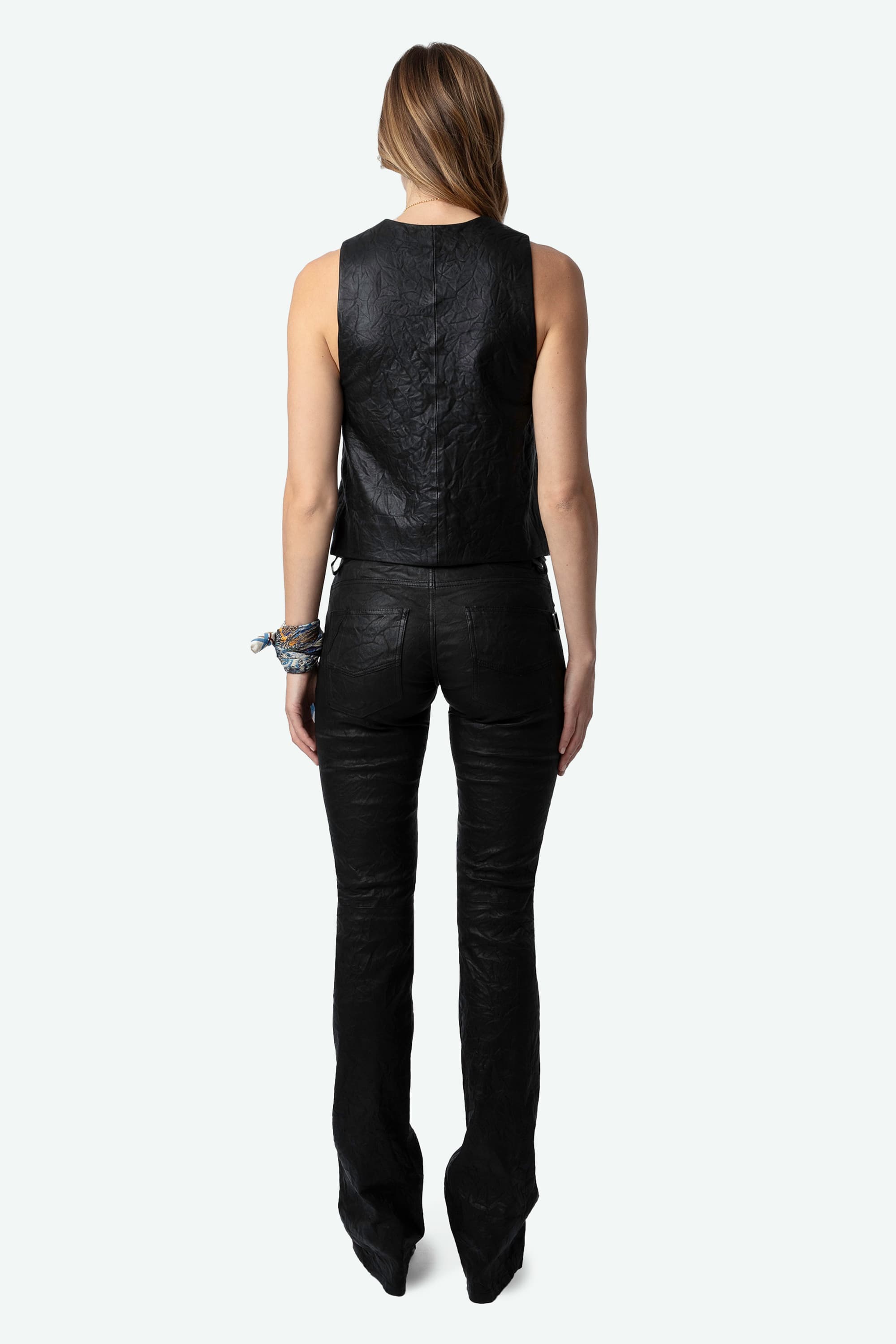 Emilie Crinkled Leather Vest