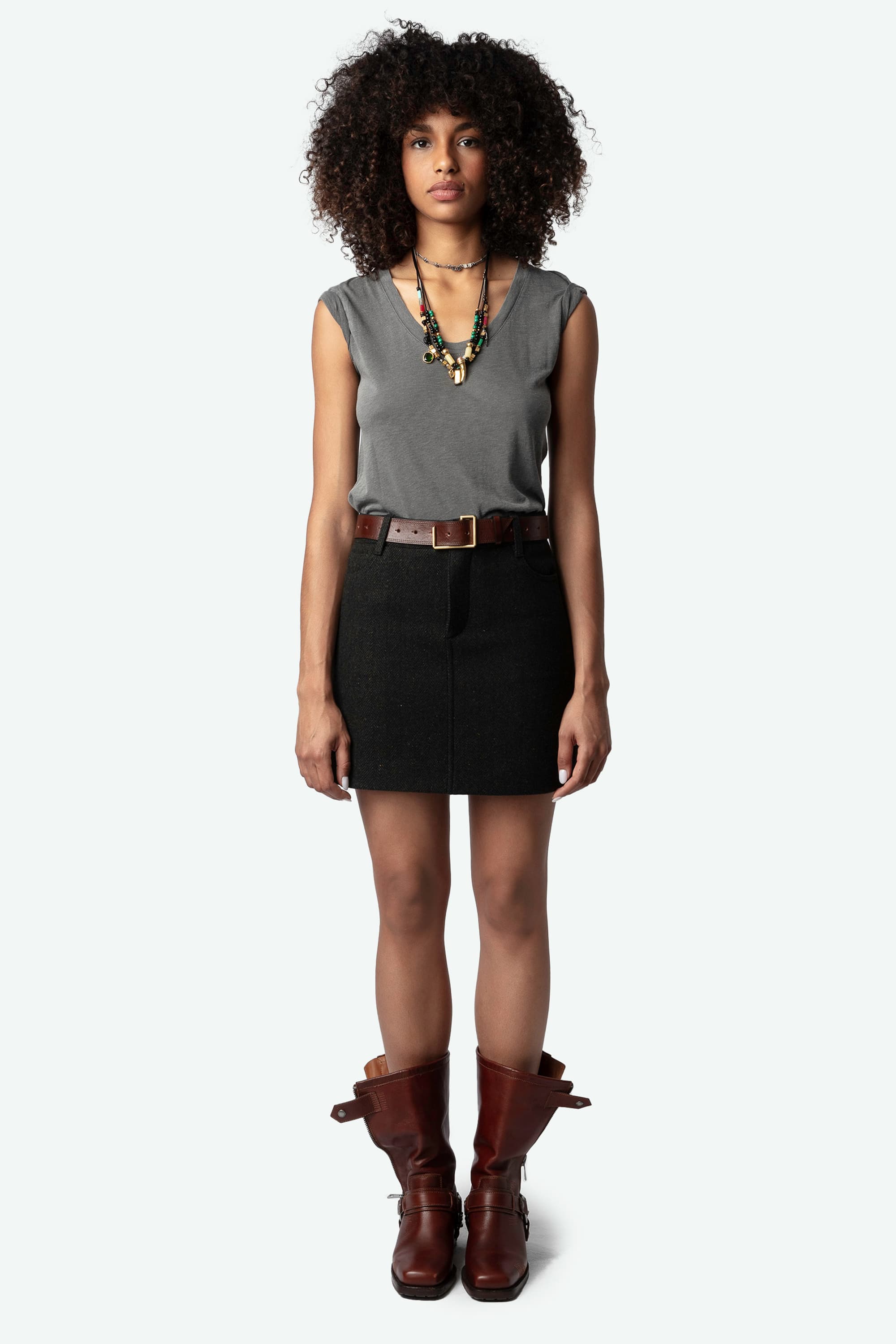 [특가] Joany Chevron Wool Skirt