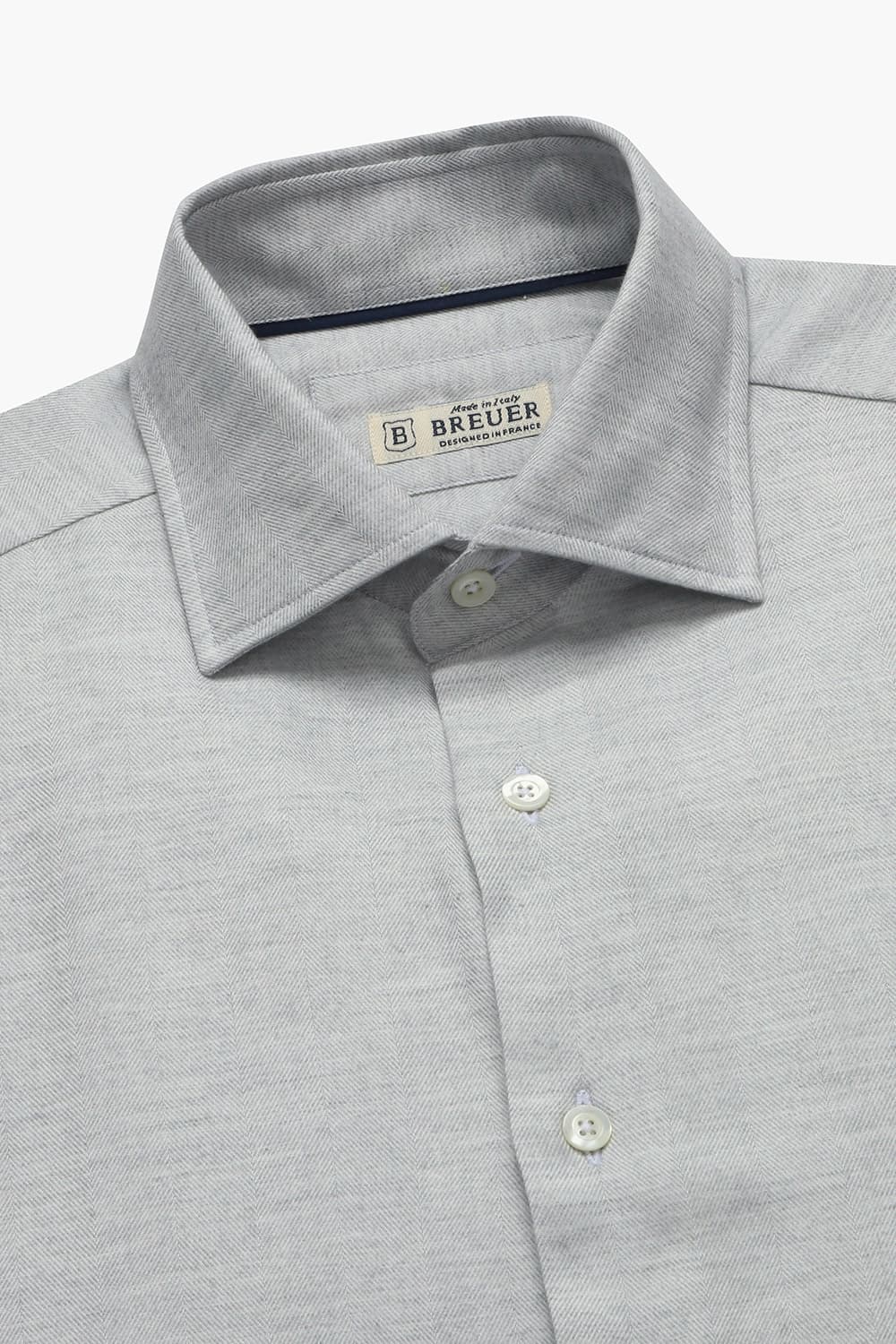 면 믹스 Solid Herringbon Flanelle그레이 셔츠 RE4FMBASH306R92