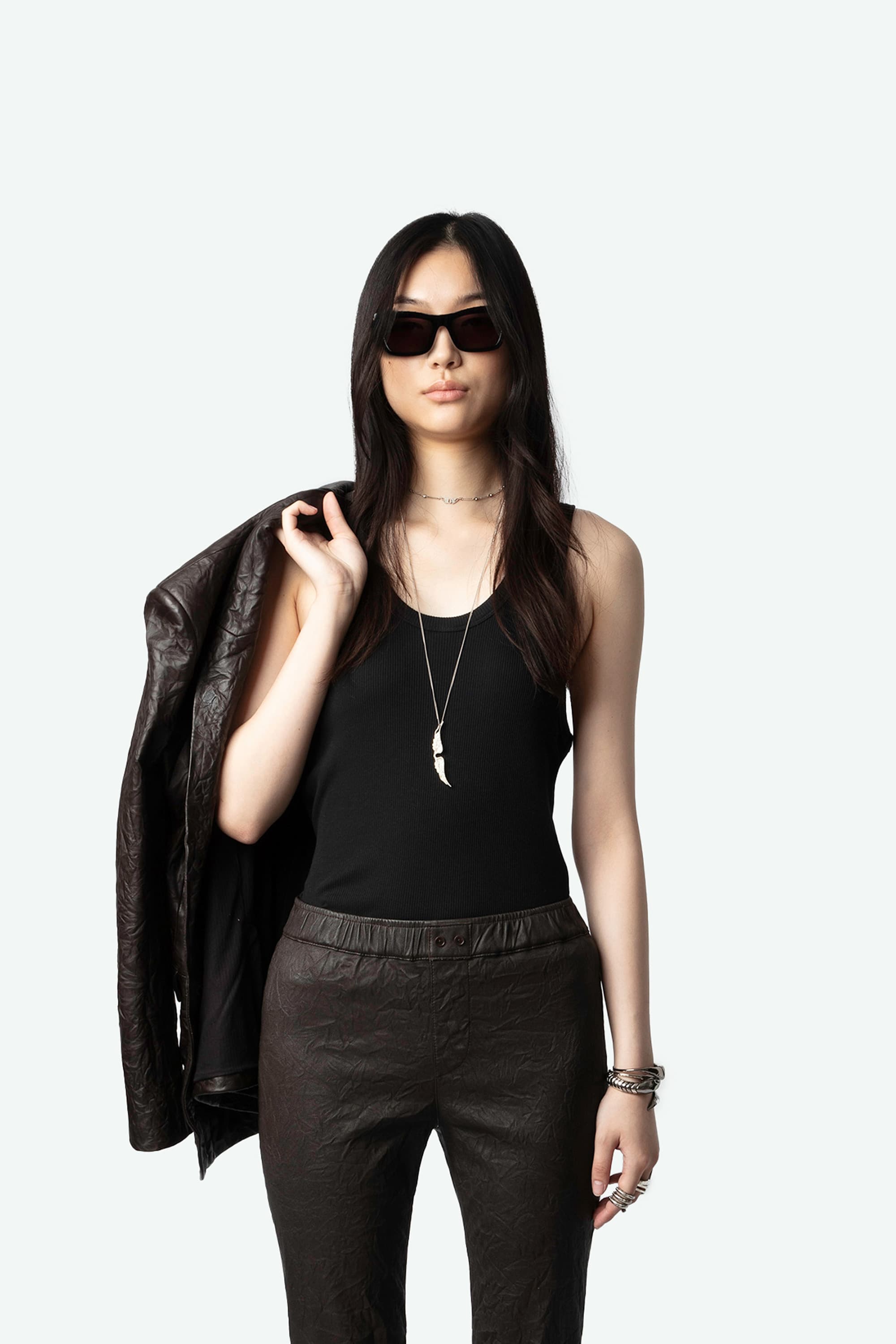 Pauline Crinkled Leather Pants