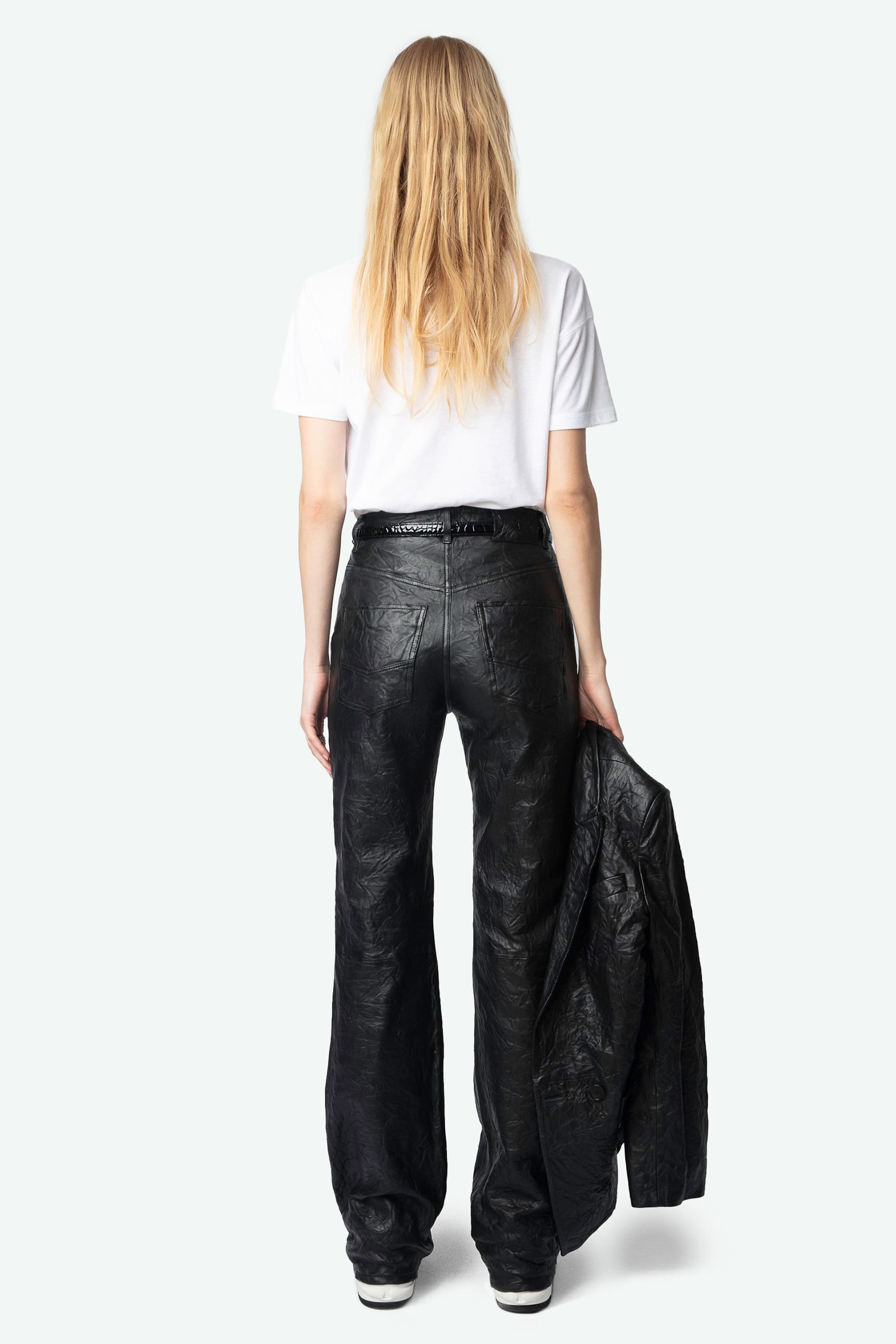 Elio Crinkled Leather Pants