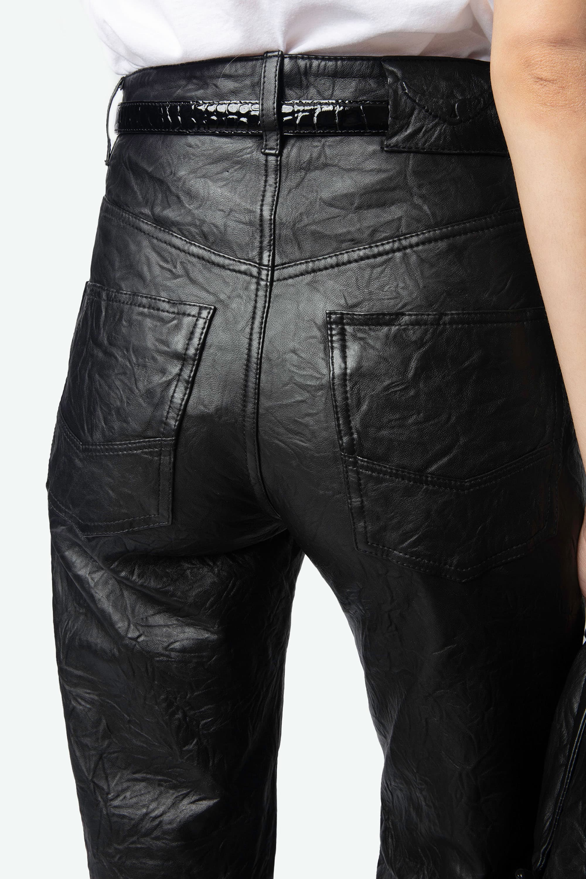 Elio Crinkled Leather Pants