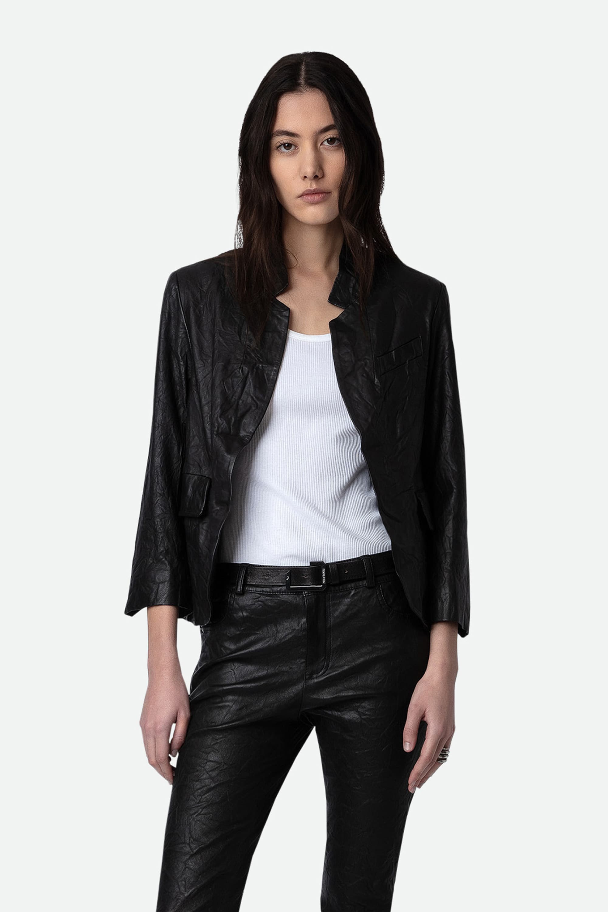 Verys Crinkled Leather Jacket