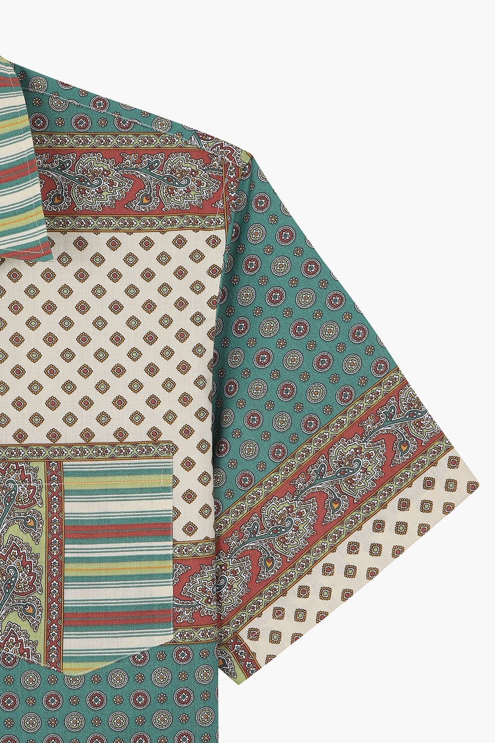 코튼 기하학 패턴 반소매 셔츠 CH27VBSPP