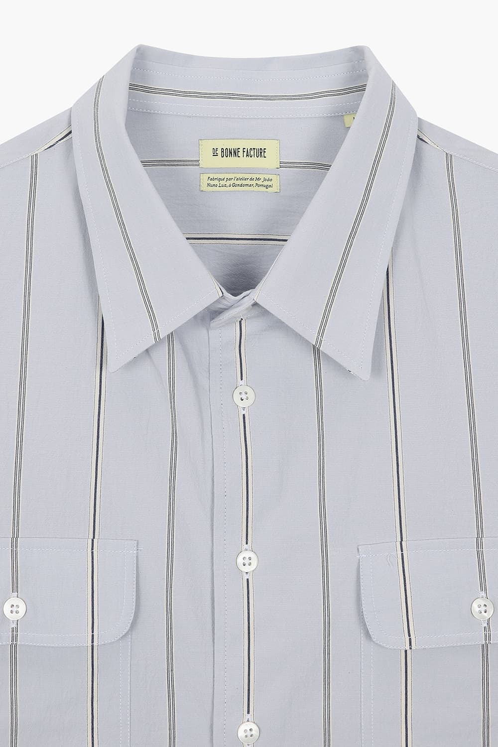 코튼 투 포켓 스트라이프 셔츠 라이트 블루 QE5SMDBSH101Q61