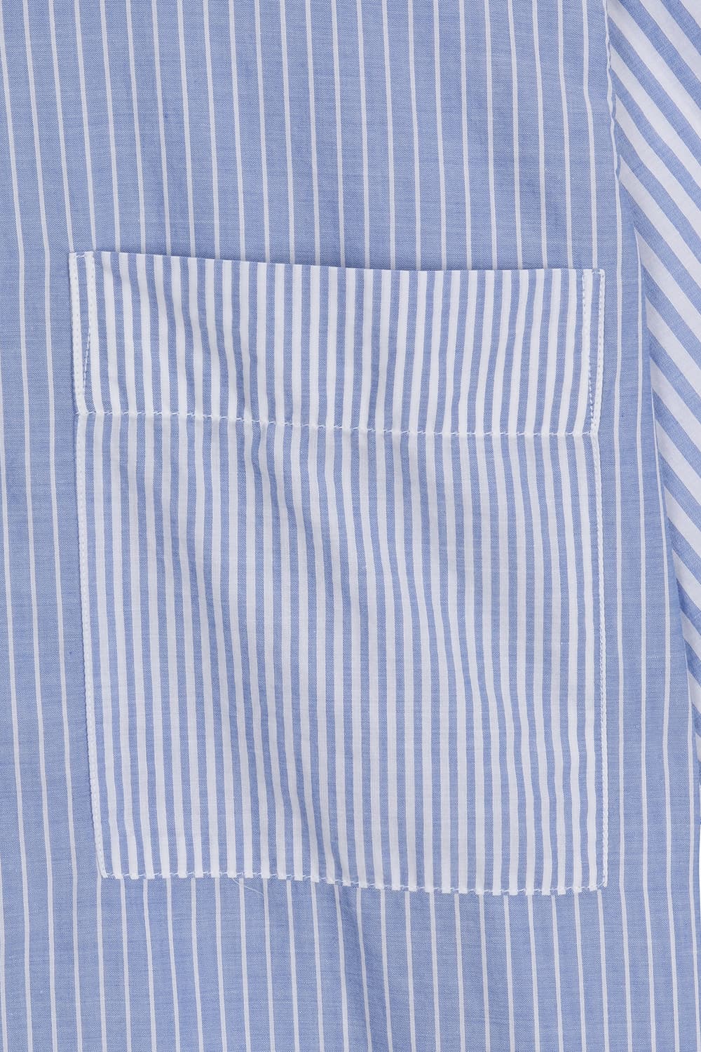 코튼 스트라이프 패치워크 반소매 셔츠 BD2201507