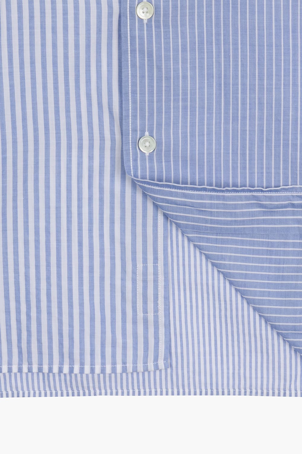 코튼 스트라이프 패치워크 반소매 셔츠 BD2201507