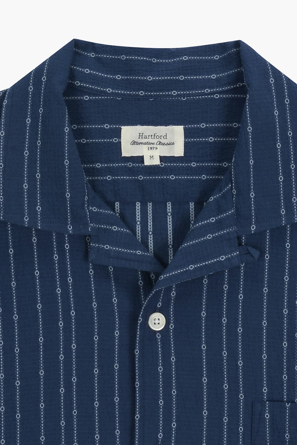 코튼 일러스트 스프라이프 테일러드 카라 반소매 셔츠 BD1401301