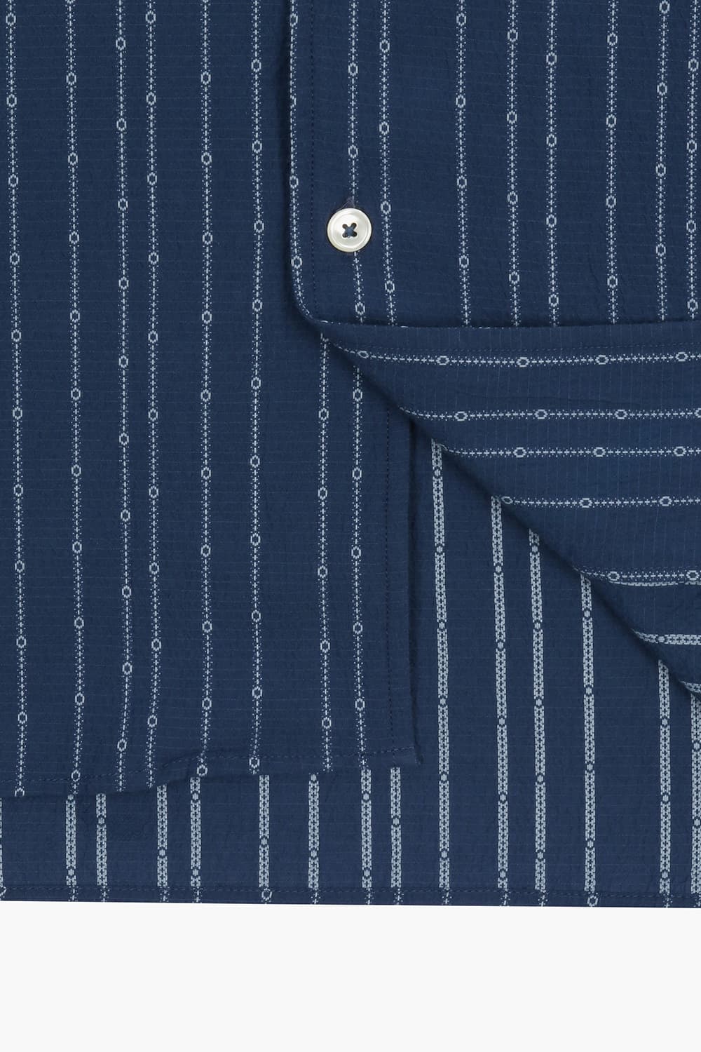 코튼 일러스트 스프라이프 테일러드 카라 반소매 셔츠 BD1401301