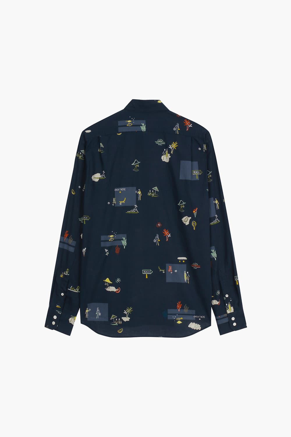 비치 스토리 프린팅 셔츠 네이비 QE5SMHTSH104Q66