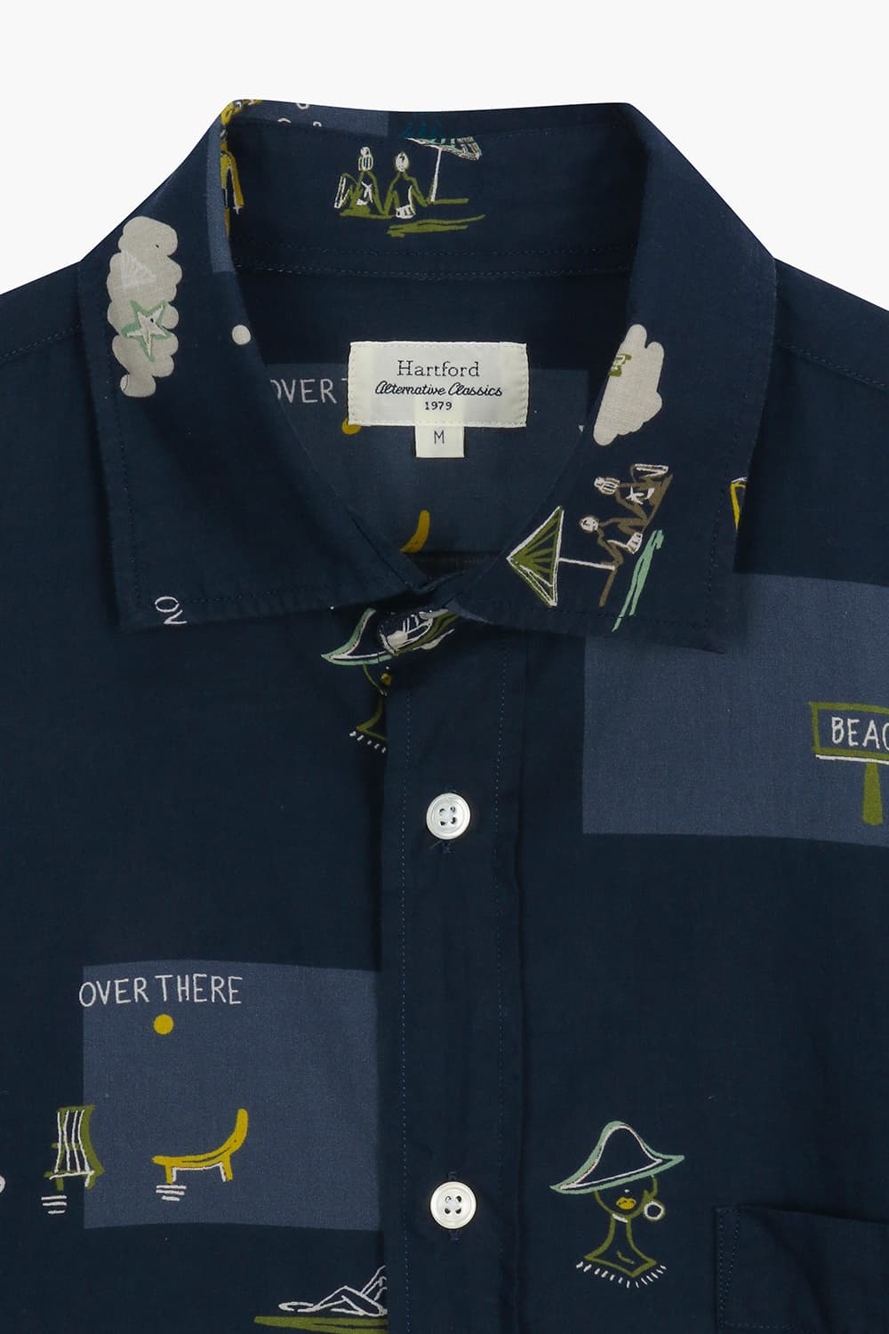 비치 스토리 프린팅 셔츠 네이비 QE5SMHTSH104Q66