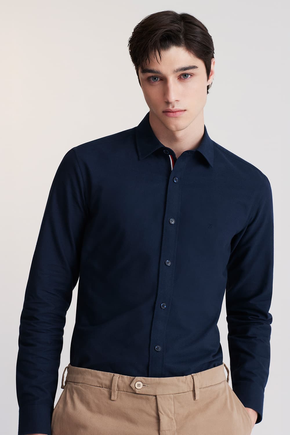 순면 기모 트리콜로르 955 컴포터블 셔츠 네이비 SE5FM22LS955SNY