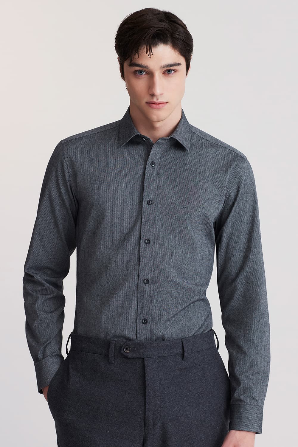 스트라이프 기모 트리콜로르 957 컴포터블 셔츠 다크그레이 SE5FM22LS957SDY