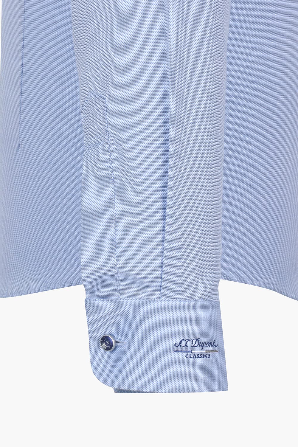 [LAST SIZE] 도비 배색 삼색바 자수 313 컴포터블 셔츠 블루