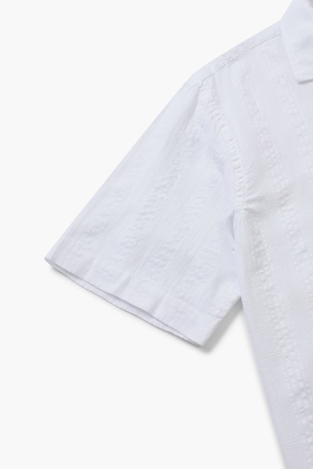 코튼 포켓 테일러드 카라 011 화이트 반소매 셔츠