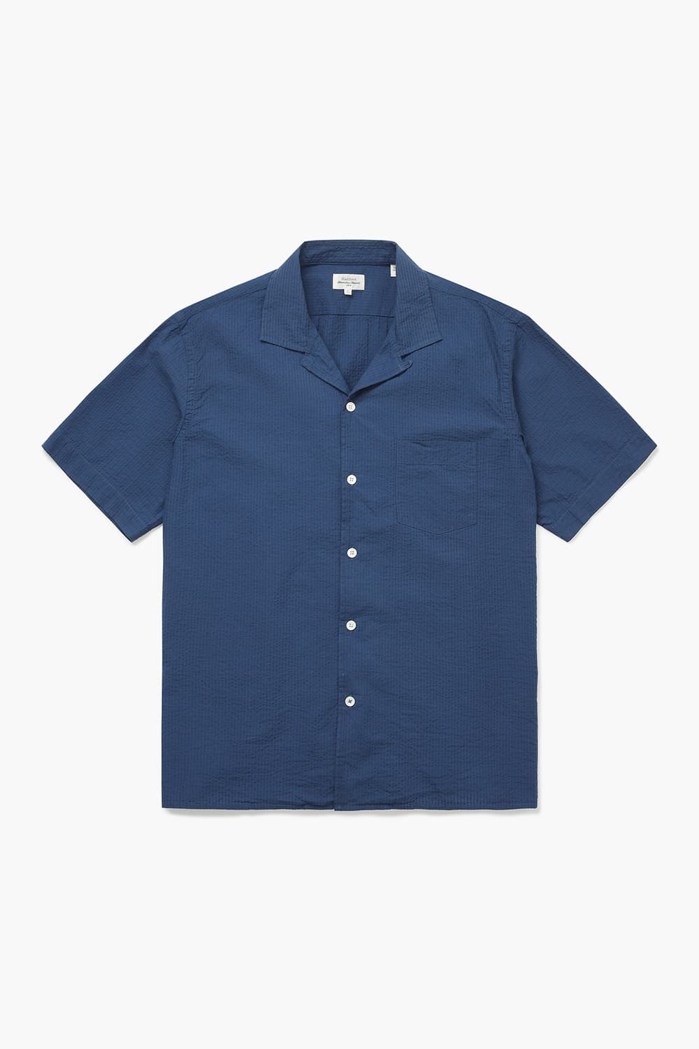 코튼 포켓 테일러드 카라 012 네이비 반소매 셔츠
