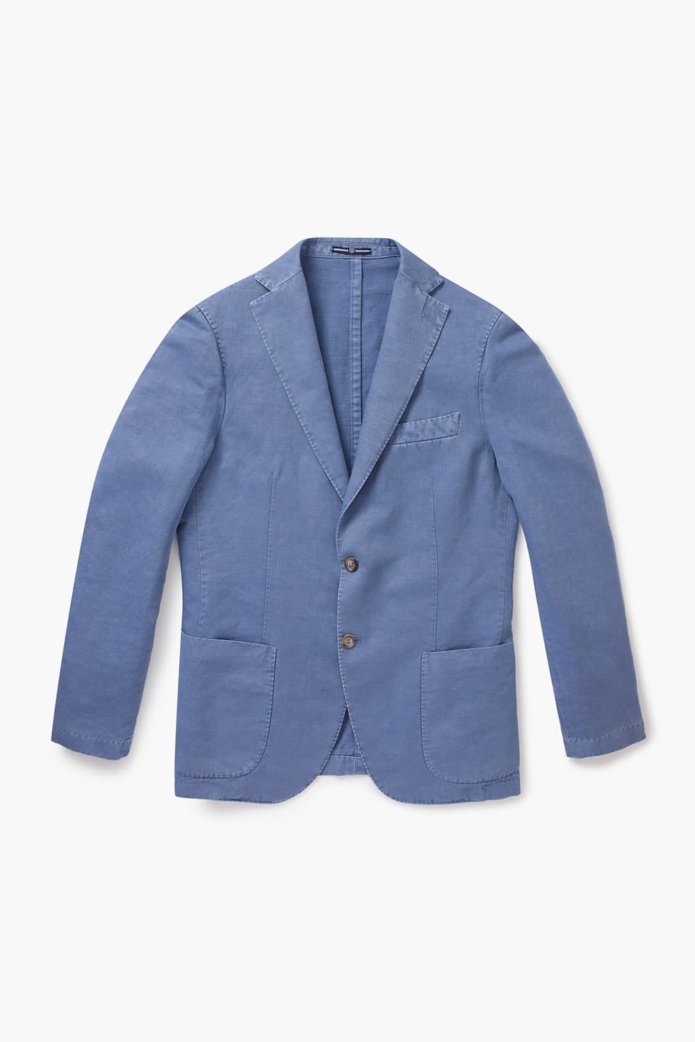 린넨 셰비 가먼트다잉 101 블루 테일러드 자켓