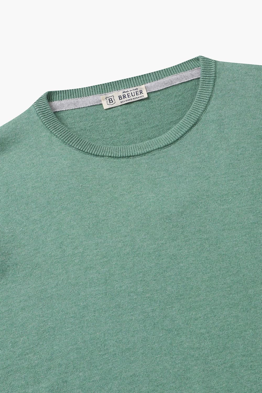 코튼 크루넥 그린 긴소매 니트