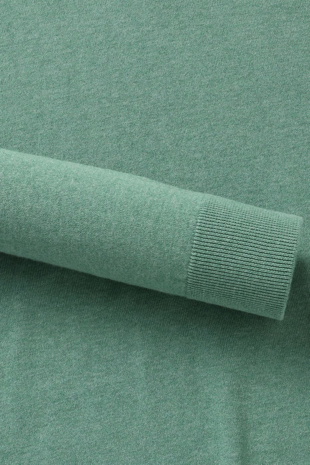 코튼 크루넥 그린 긴소매 니트