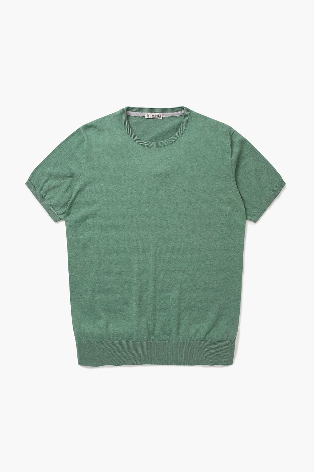 코튼 크루넥 501 그린 반소매 니트