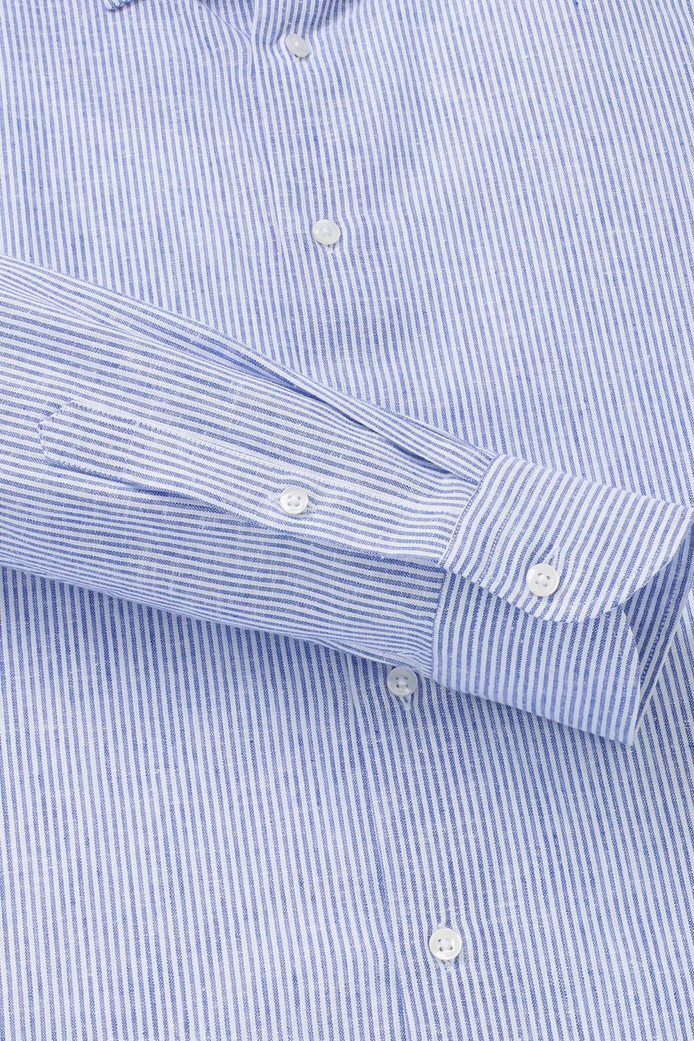 린넨 혼방 스트라이프 811 블루 셔츠