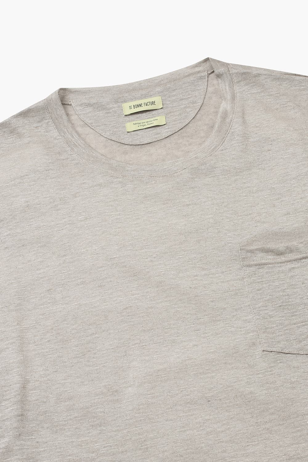 린넨 포켓 오버사이즈 003 라이트베이지 반소매 티셔츠