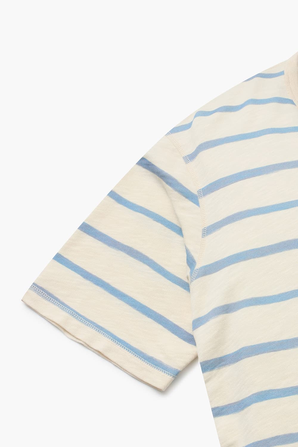 코튼 스트라이프 포켓 크루넥 002 라이트블루 반소매 티셔츠