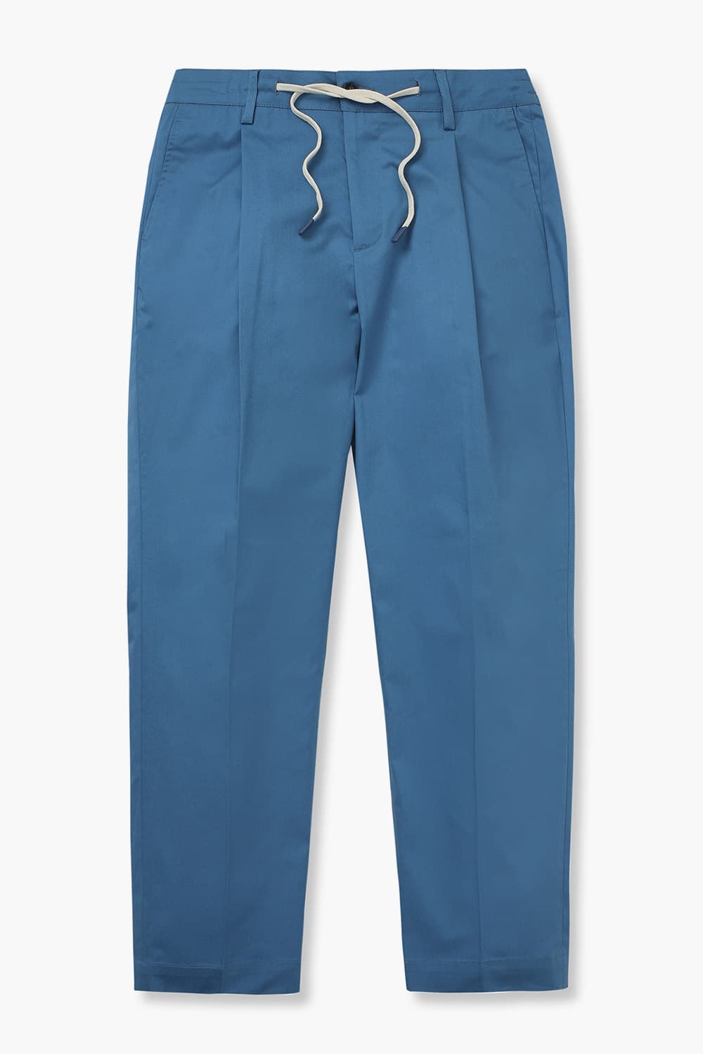 코튼 드로우스트링 세미와이드 블루 팬츠