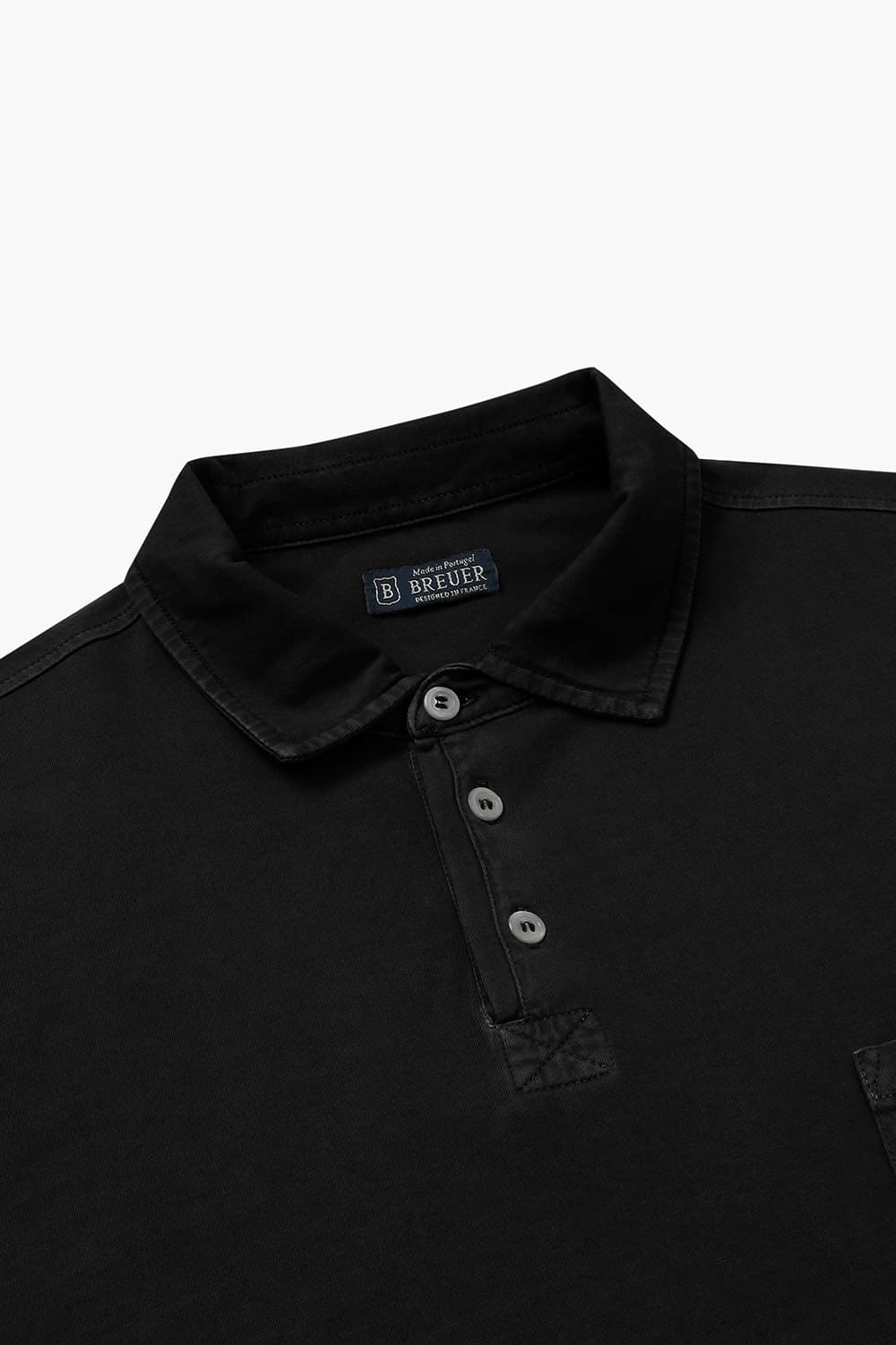 코튼 버튼 다운 포켓 501 블랙 반소매 티셔츠