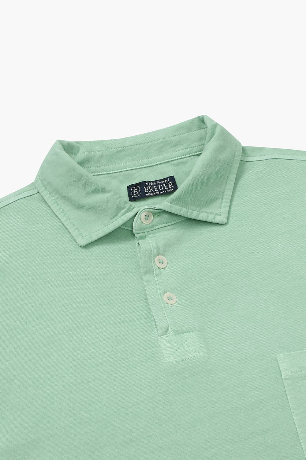 코튼 버튼 다운 포켓 501 라이트그린 반소매 티셔츠