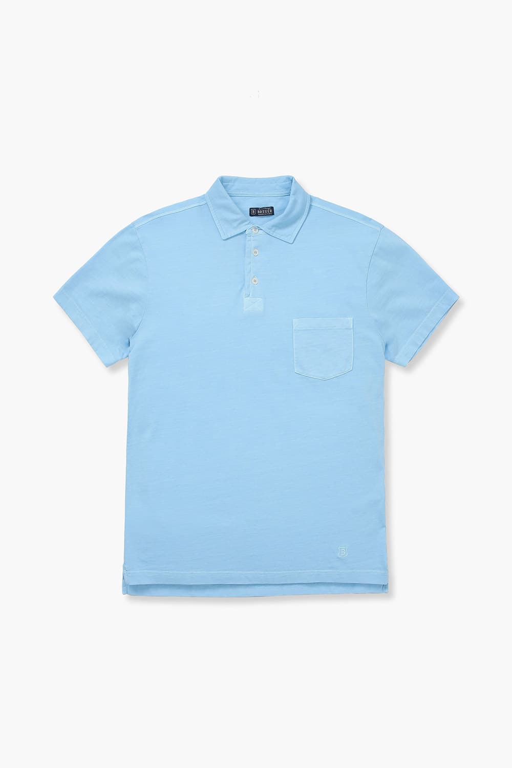 코튼 버튼 다운 포켓 501 블루 반소매 티셔츠