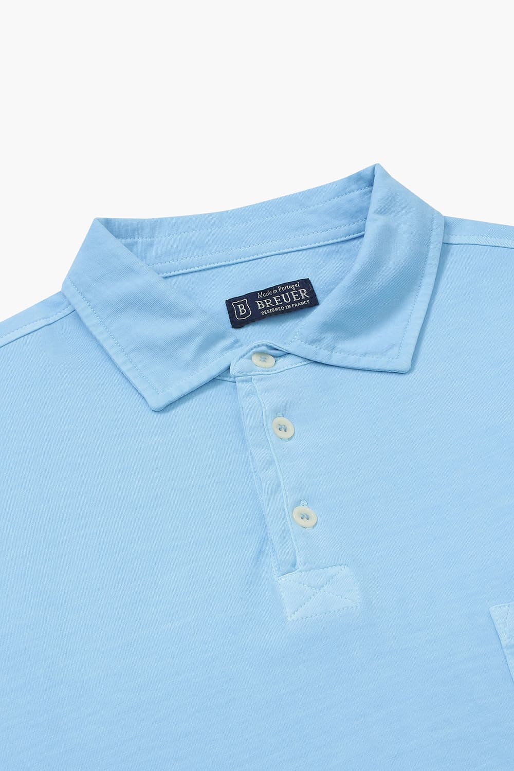 코튼 버튼 다운 포켓 501 블루 반소매 티셔츠