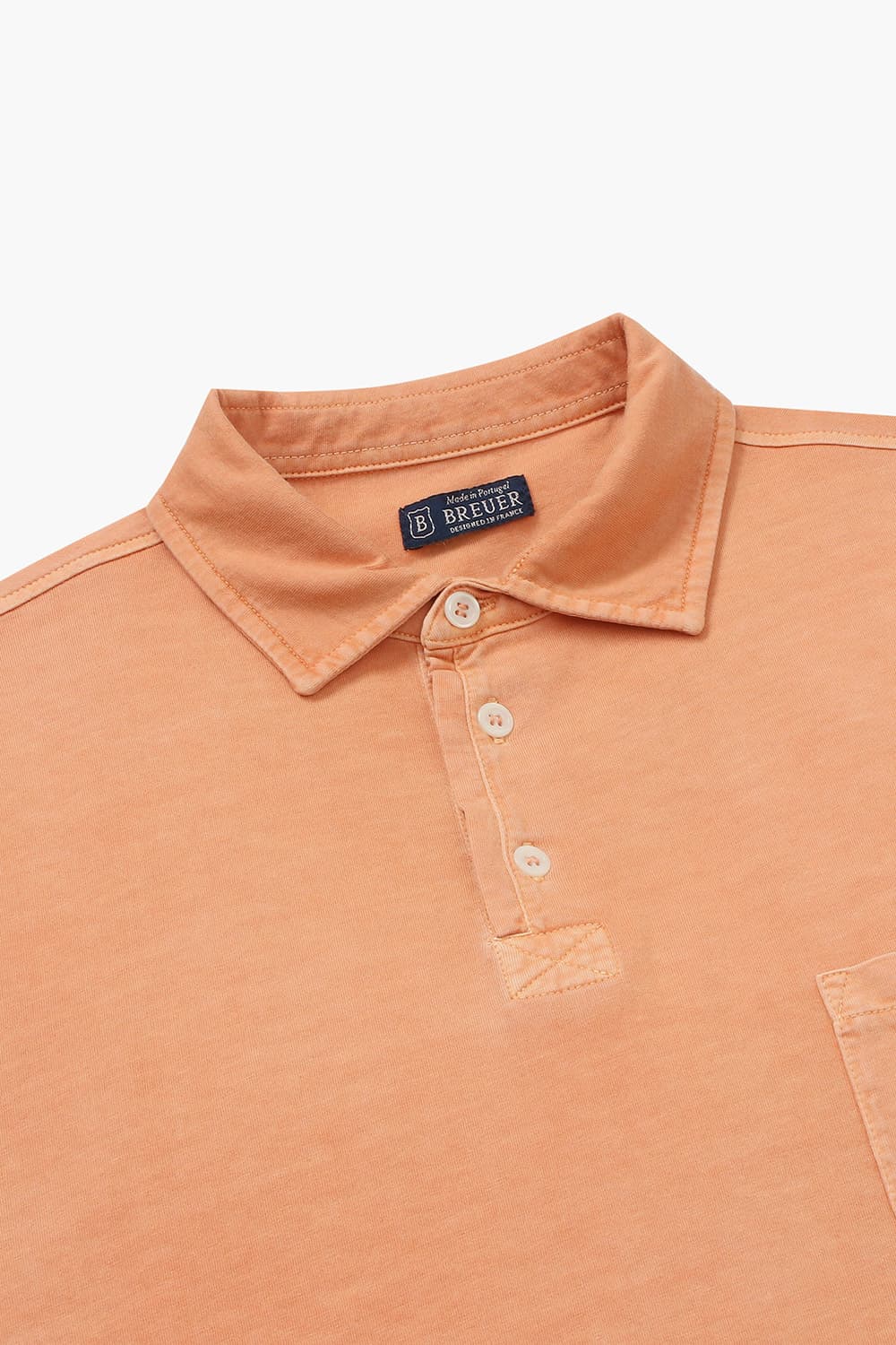 코튼 버튼 다운 포켓 501 오렌지 반소매 티셔츠