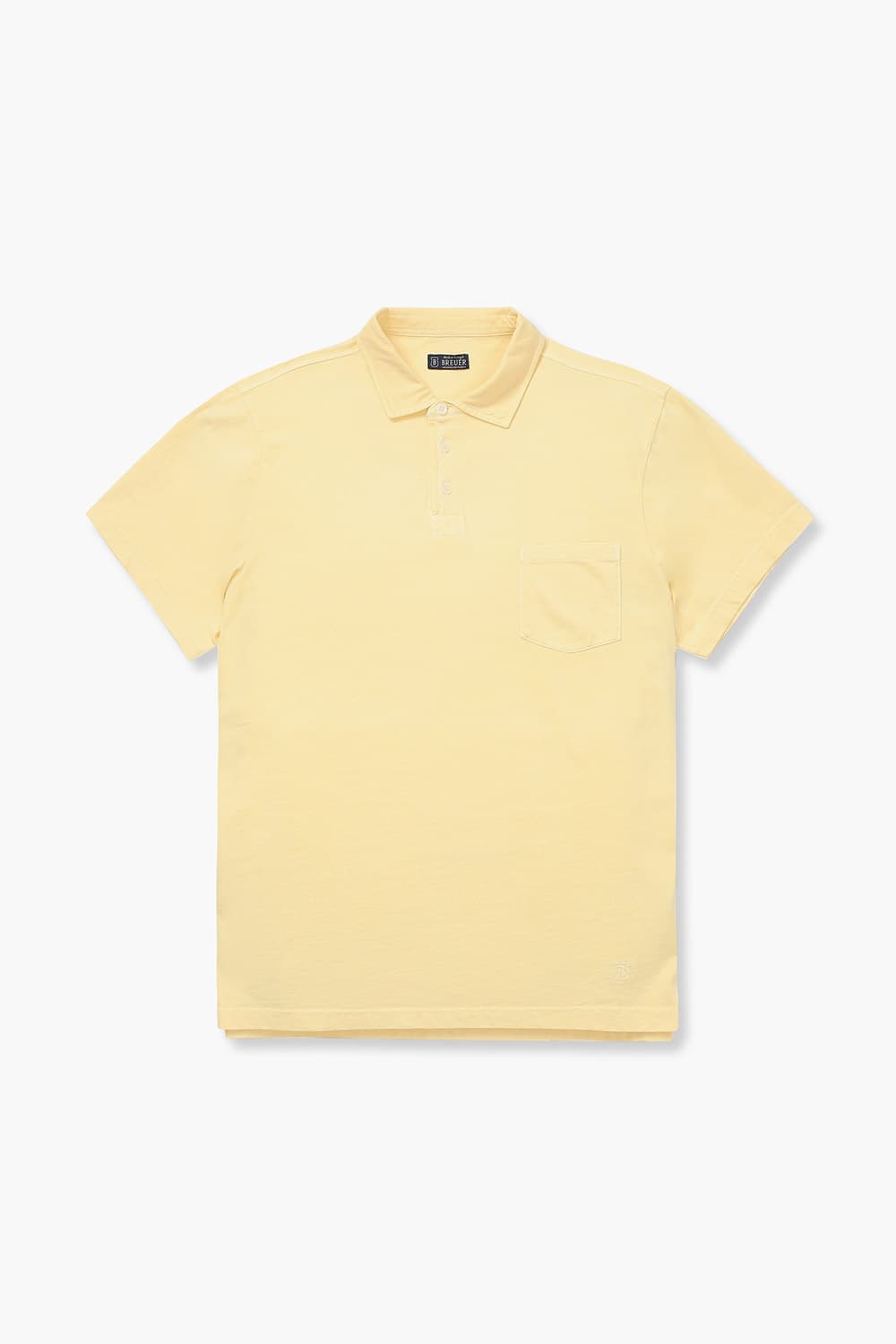 코튼 버튼 다운 포켓 501 라이트옐로우 반소매 티셔츠