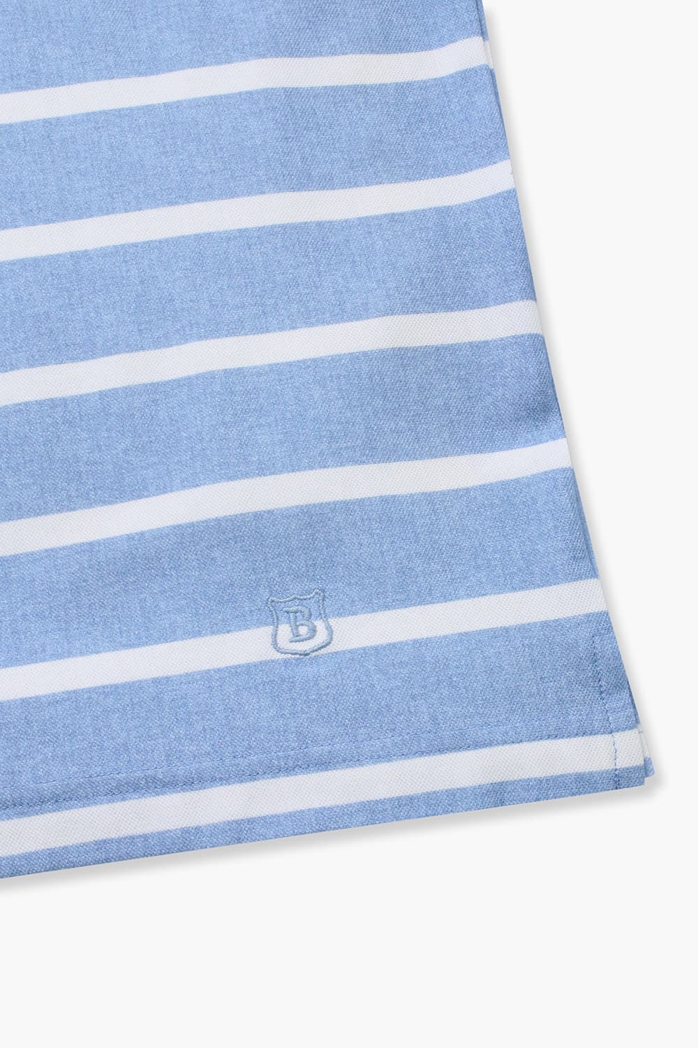 코튼 스트라이프 크루넥 블루 반소매 티셔츠