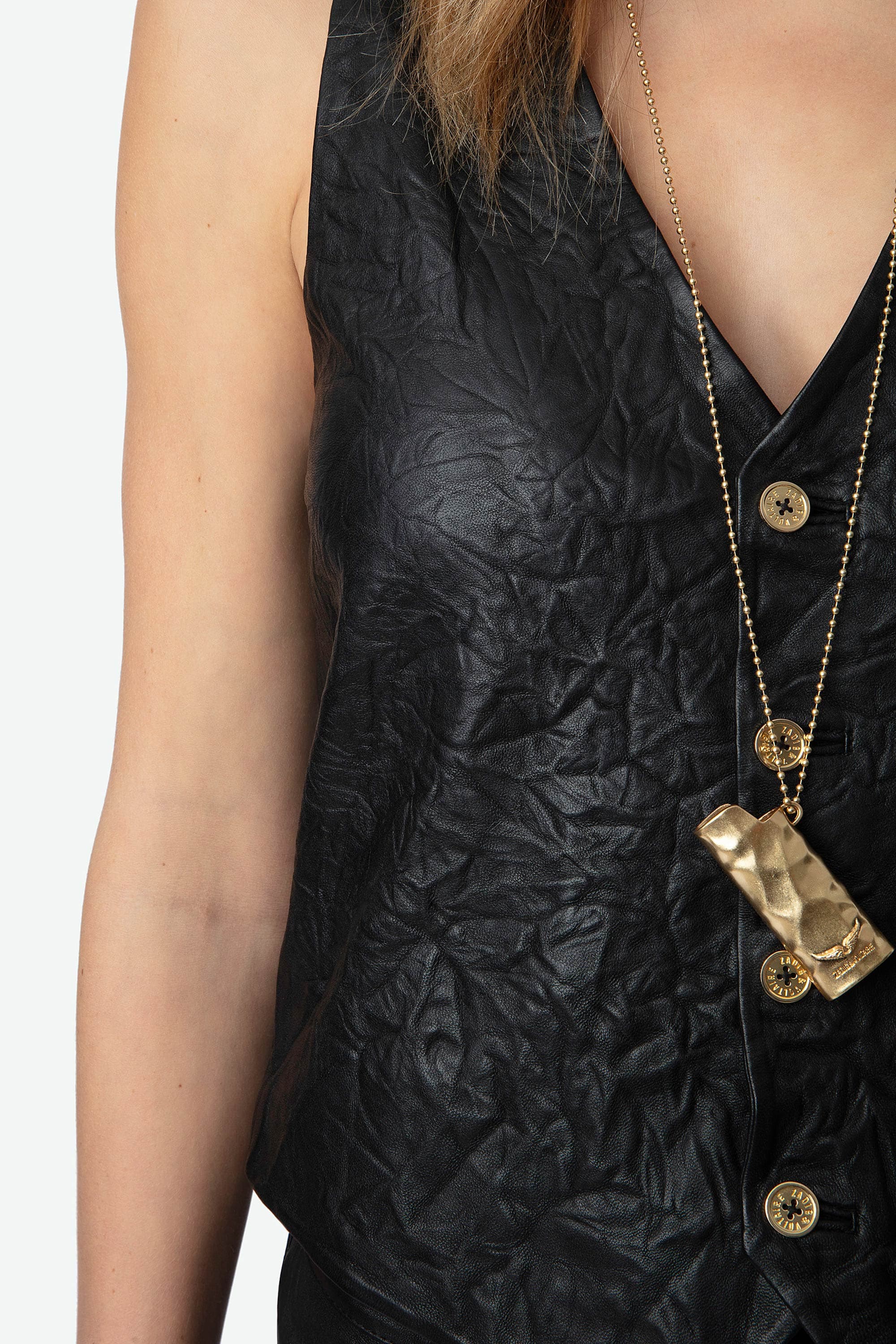 Emilie Crinkled Leather Vest
