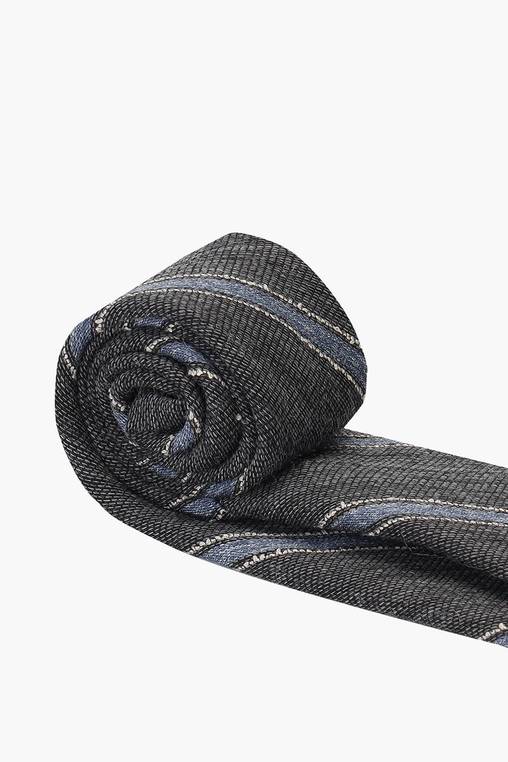 울 실크 혼방 스트라이프 108 차콜그레이 넥타이