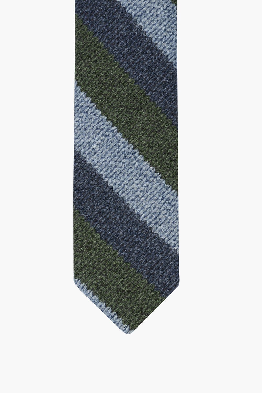 울 실크 혼방 컬러블럭 스트라이프 107 그린 넥타이