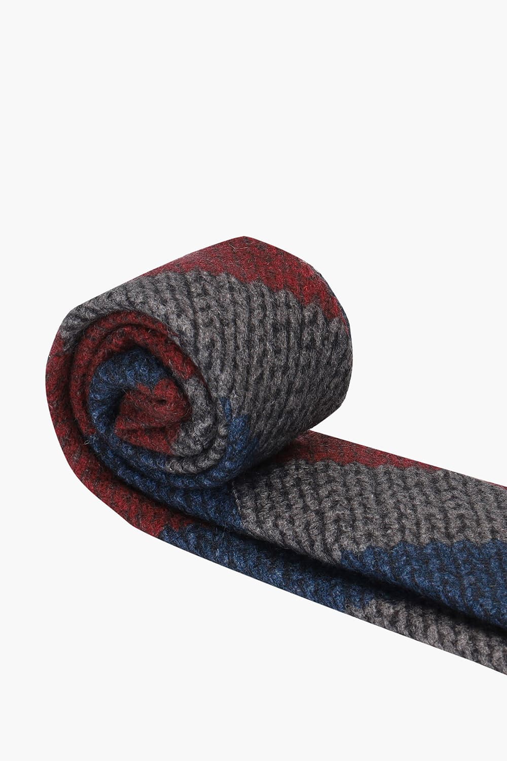 울 실크 혼방 컬러블럭 스트라이프 107 레드 넥타이