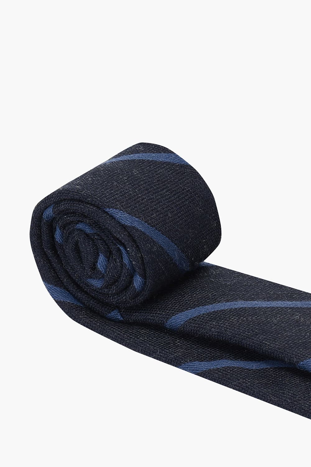 울 실크 혼방 스트라이프 104 다크네이비 넥타이