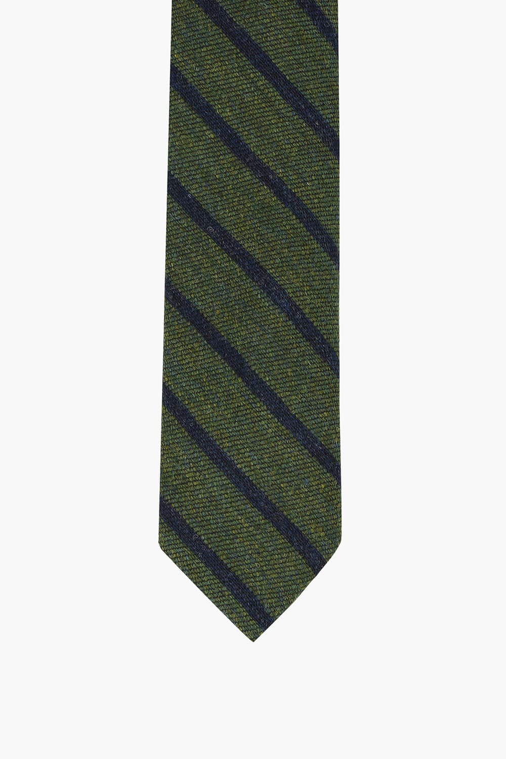 울 실크 혼방 스트라이프 121 그린 넥타이