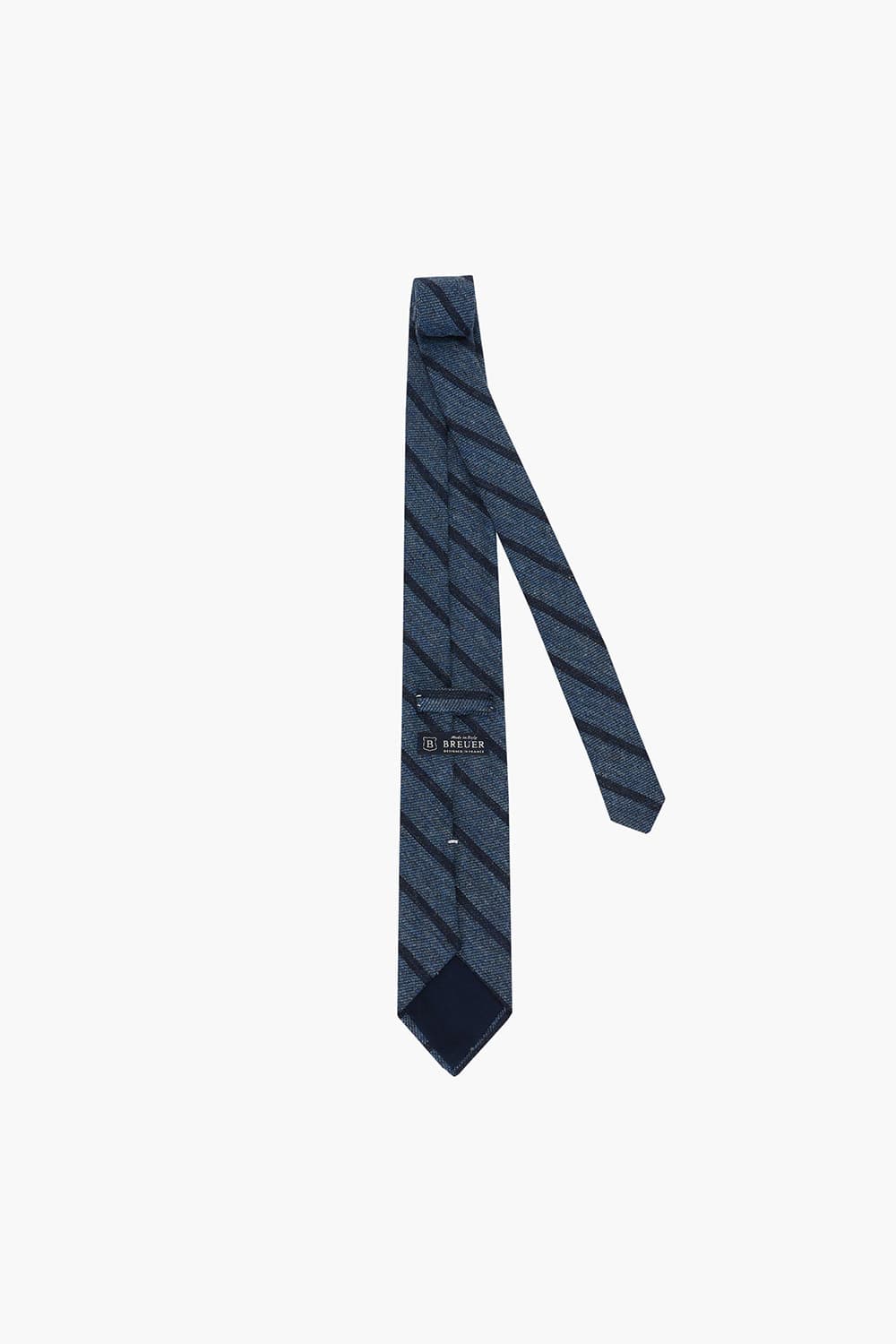 울 실크 혼방 스트라이프 121 네이비 넥타이