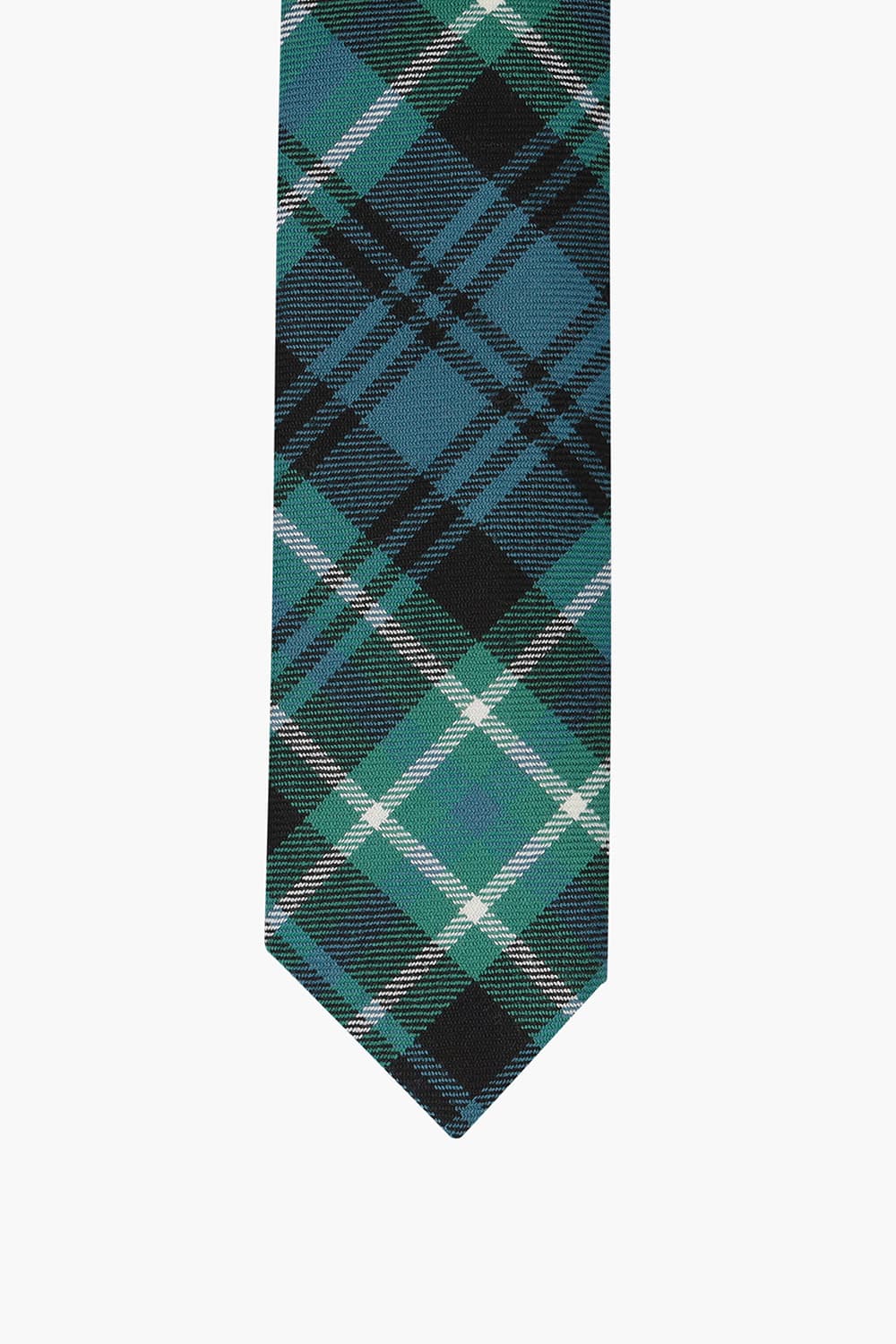 울 타탄 체크 117 그린 넥타이