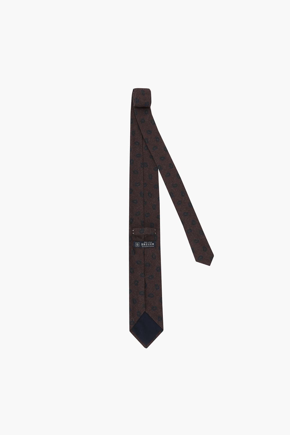 울 일러스트 패턴 115 다크브라운 넥타이