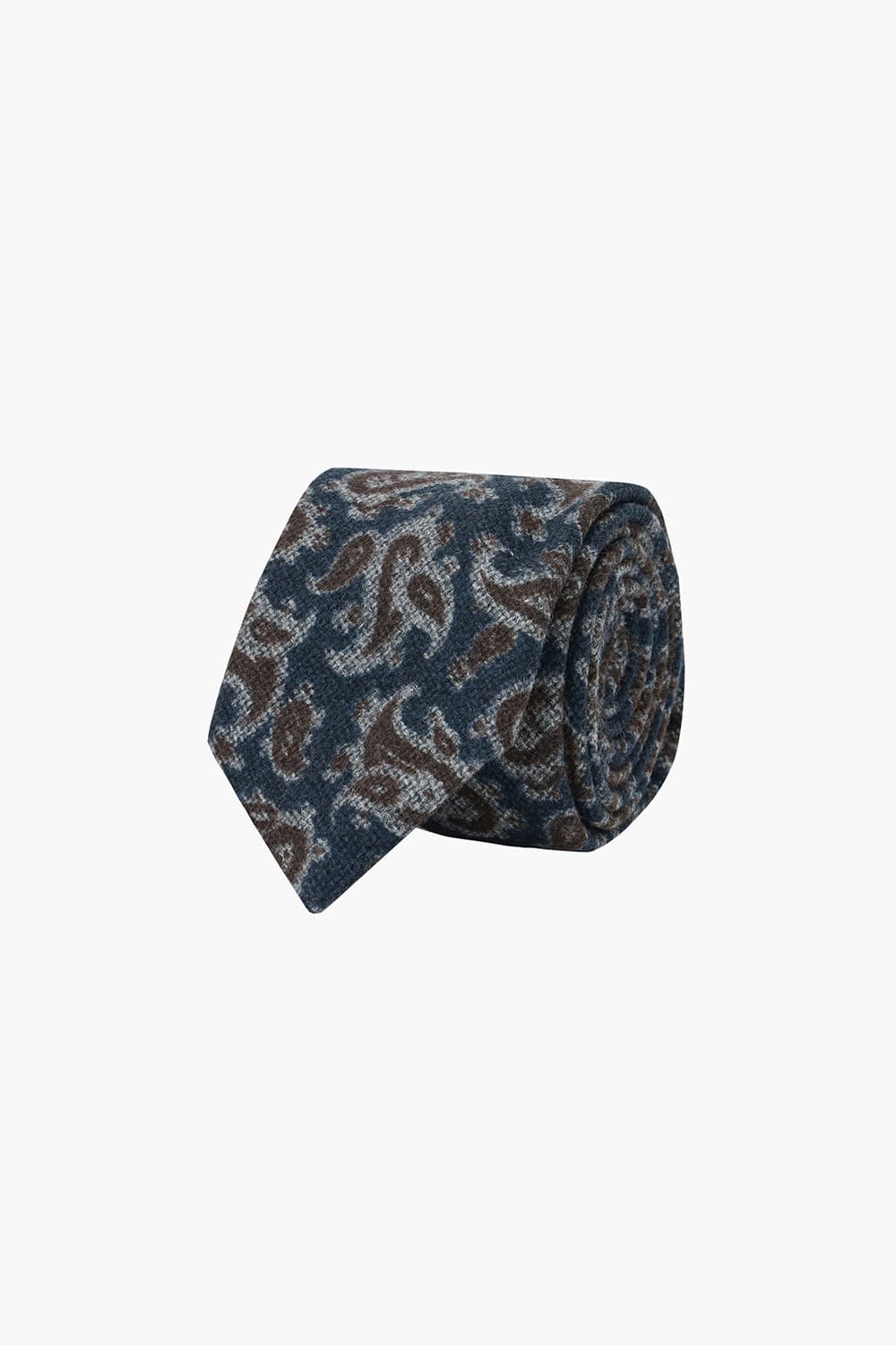 울 실크 혼방 기하학 패턴 107 다크네이비 넥타이